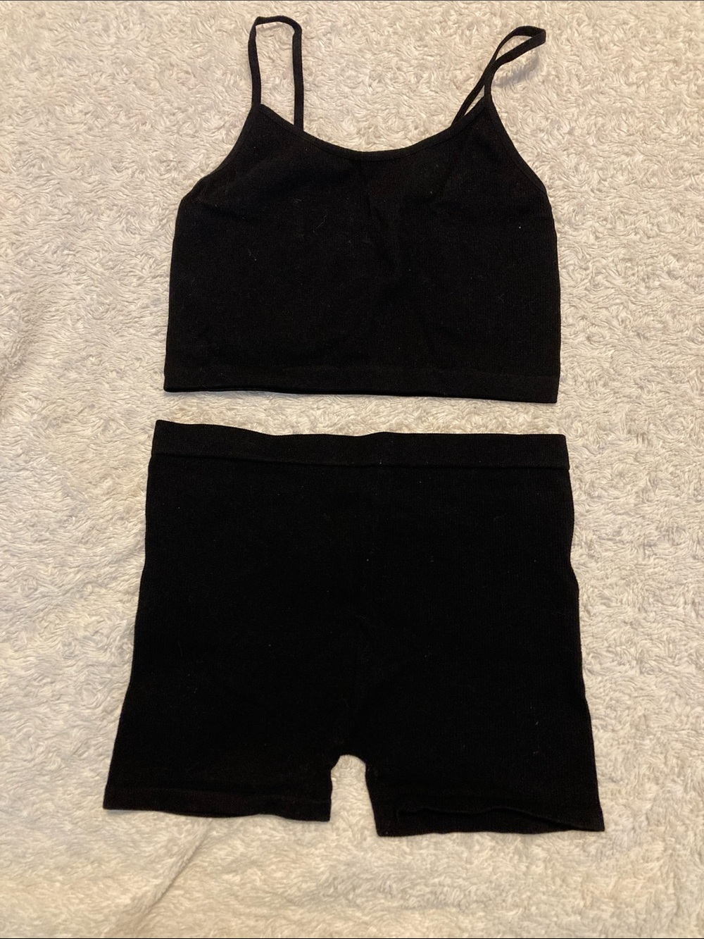 Bozzolo Black Bike Shorts and Crop Tank Set S/M